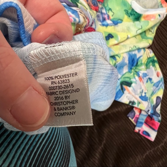 Christopher & Banks Multi Water Color 3/4 Sleeve Blouse - Picture 4 of 5